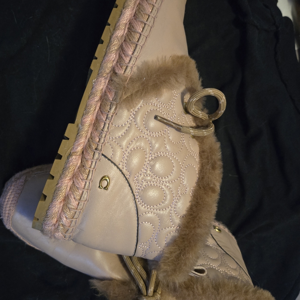 Coach Cream and Brown Winter Boots